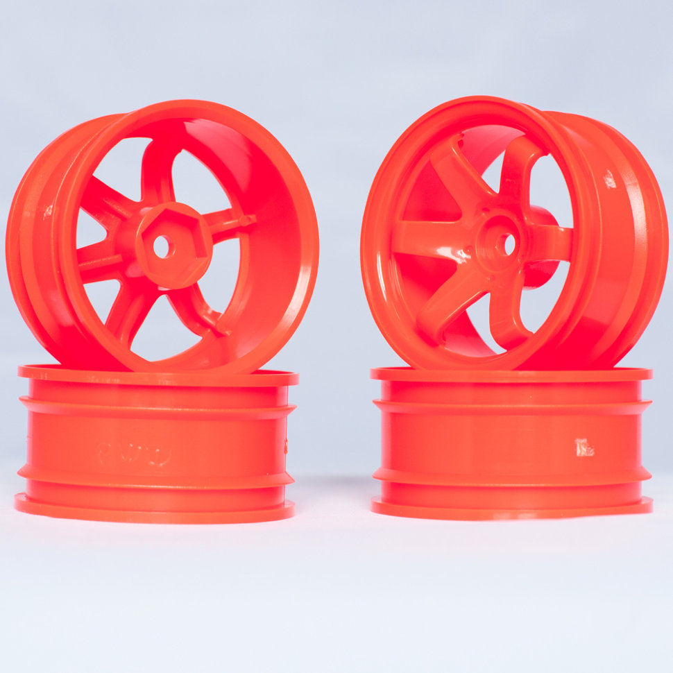 Колеса к радиоуправляемым машинам Комплект дисков (4шт.), 6 спиц, оранжевые