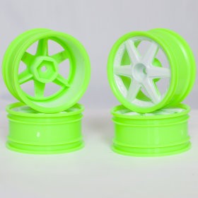 Комплект дисков (4шт.), 6 спиц, белые с зеленым ободом